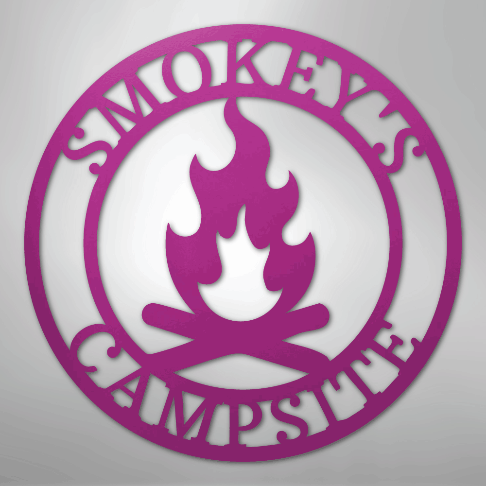 Custom Metal Wall Art - Personalized Fire Pit Sign Purple