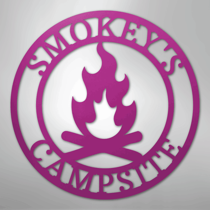 Custom Metal Wall Art - Personalized Fire Pit Sign Purple