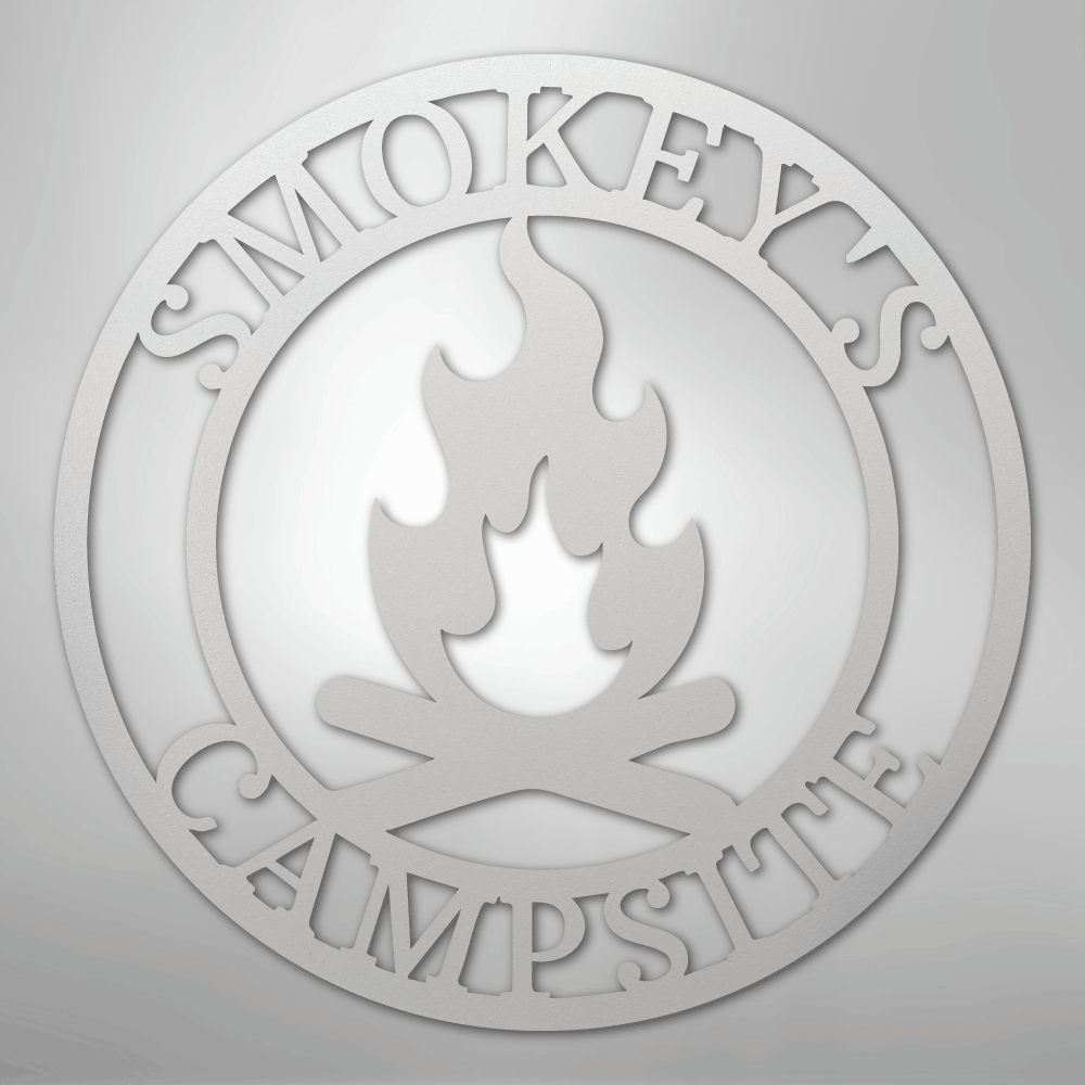 Custom Metal Wall Art - Personalized Fire Pit Sign White