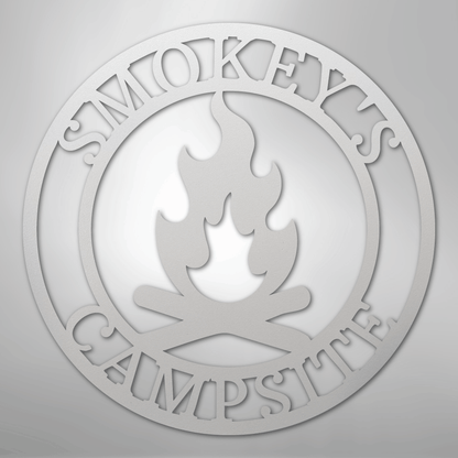 Custom Metal Wall Art - Personalized Fire Pit Sign White
