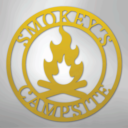 Custom Metal Wall Art - Personalized Fire Pit Sign Yellow