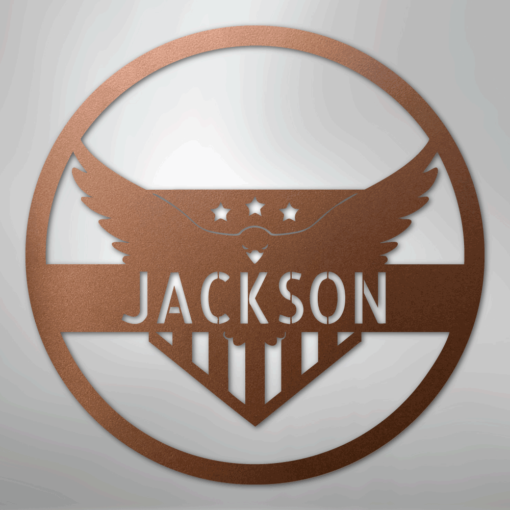 Custom Metal Wall Art - Personalized Flying Eagle Sign Copper