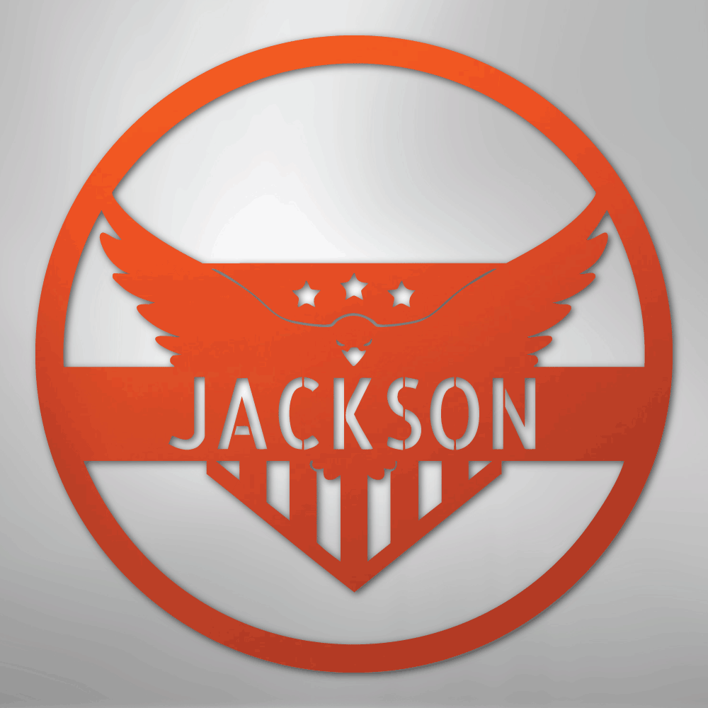 Custom Metal Wall Art - Personalized Flying Eagle Sign Orange