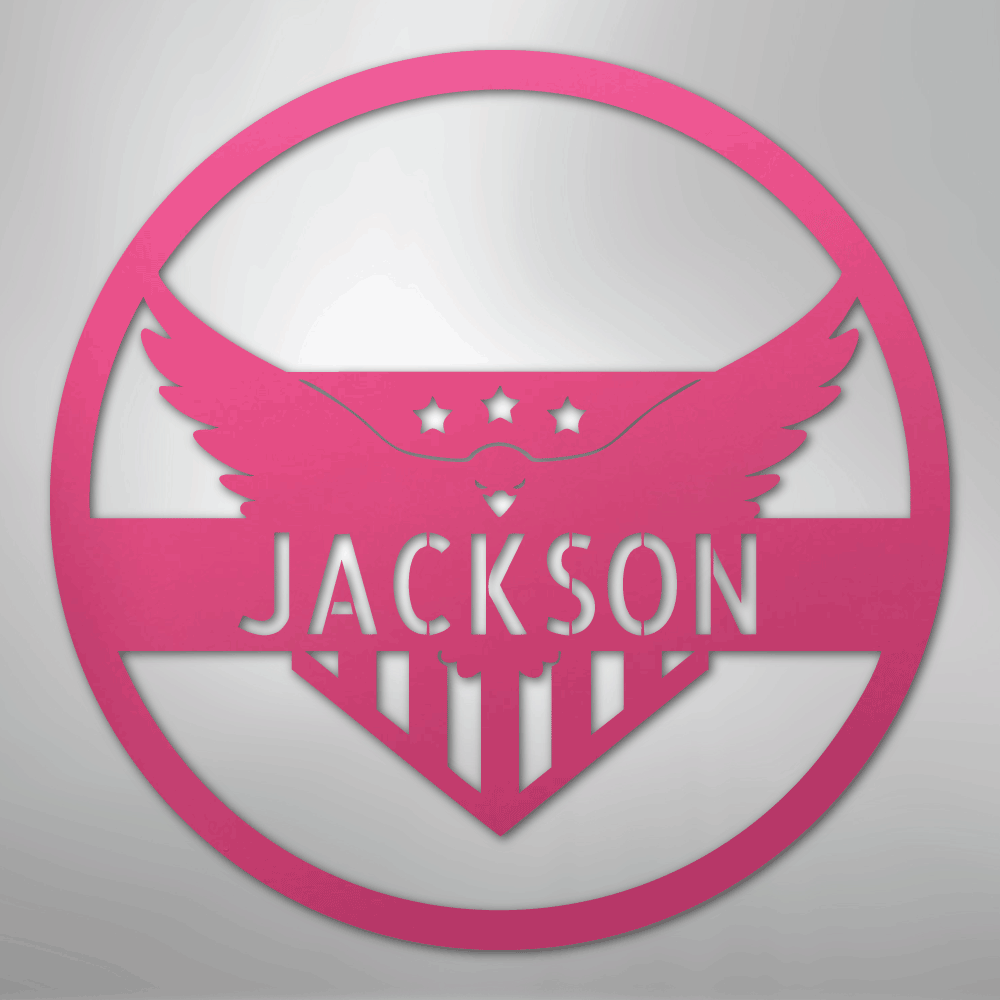 Custom Metal Wall Art - Personalized Flying Eagle Sign Pink