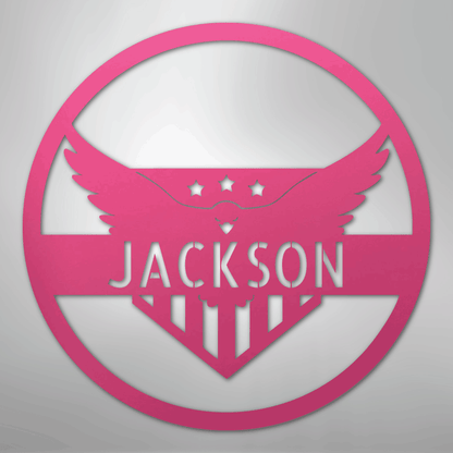 Custom Metal Wall Art - Personalized Flying Eagle Sign Pink