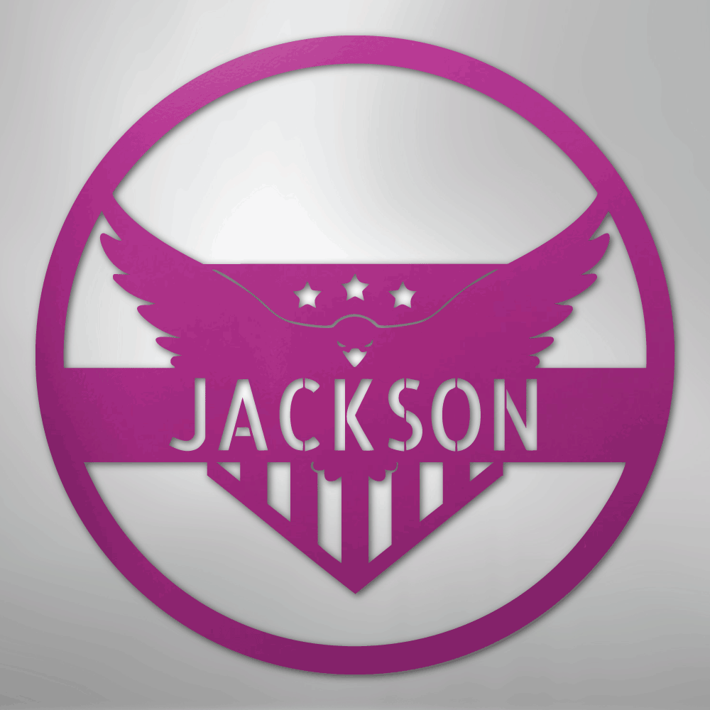 Custom Metal Wall Art - Personalized Flying Eagle Sign Purple