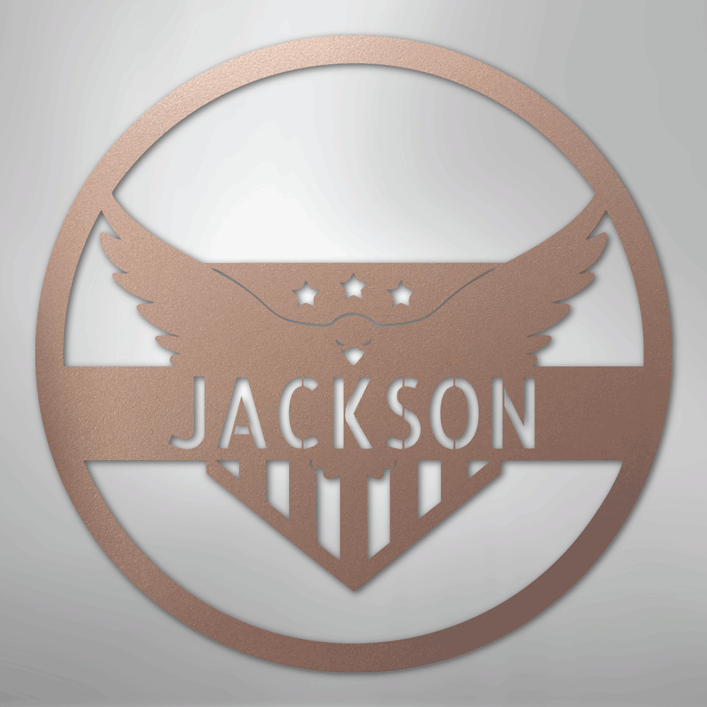 Custom Metal Wall Art - Personalized Flying Eagle Sign Rose