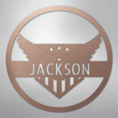 Custom Metal Wall Art - Personalized Flying Eagle Sign Rose