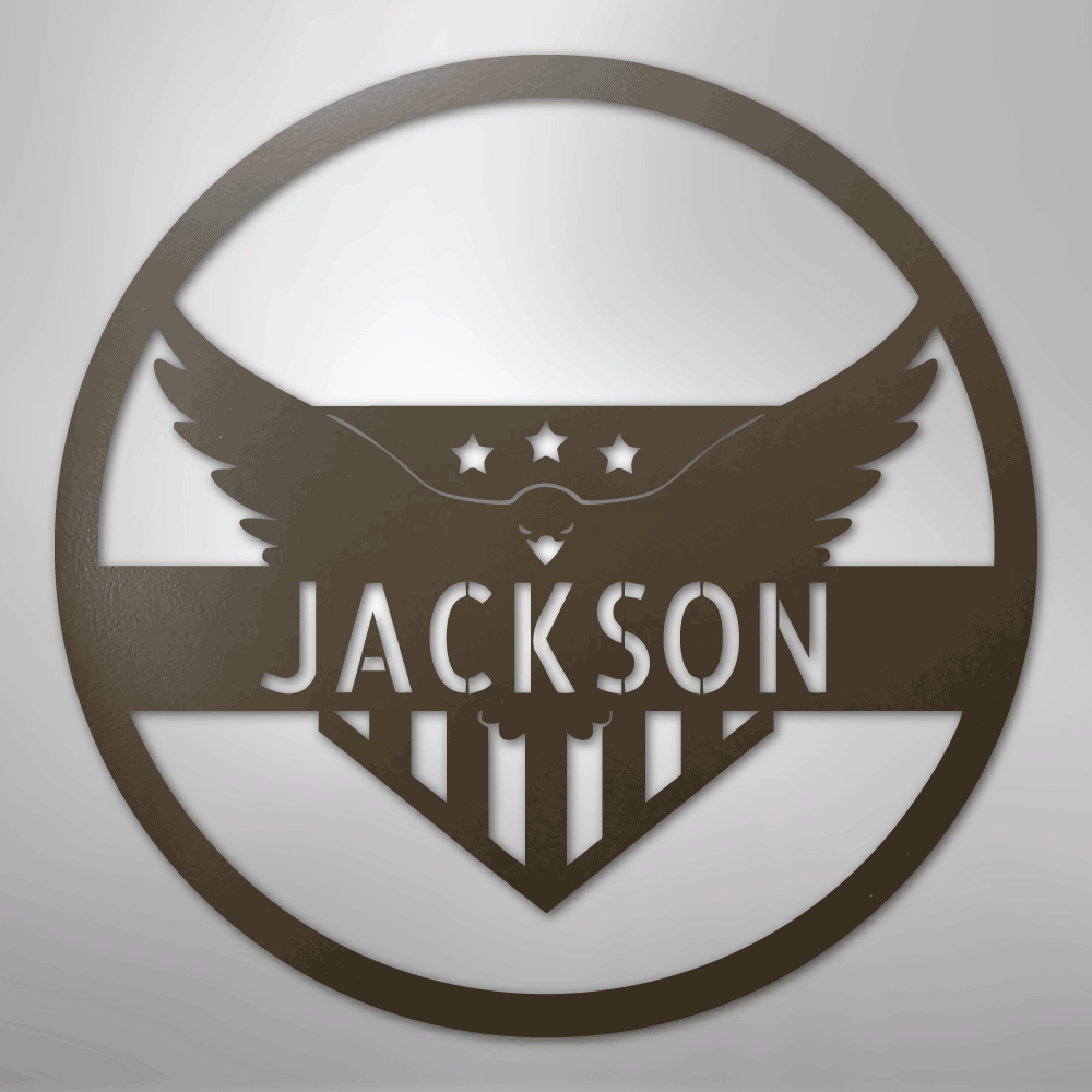 Custom Metal Wall Art - Personalized Flying Eagle Sign Stone