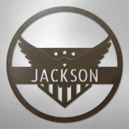 Custom Metal Wall Art - Personalized Flying Eagle Sign Stone