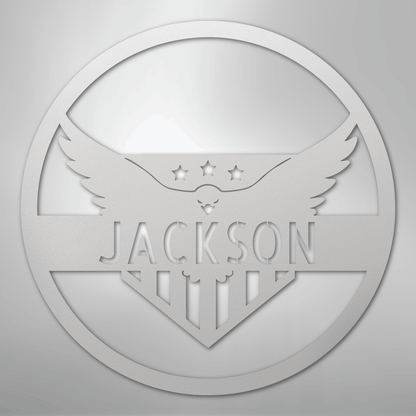 Custom Metal Wall Art - Personalized Flying Eagle Sign White