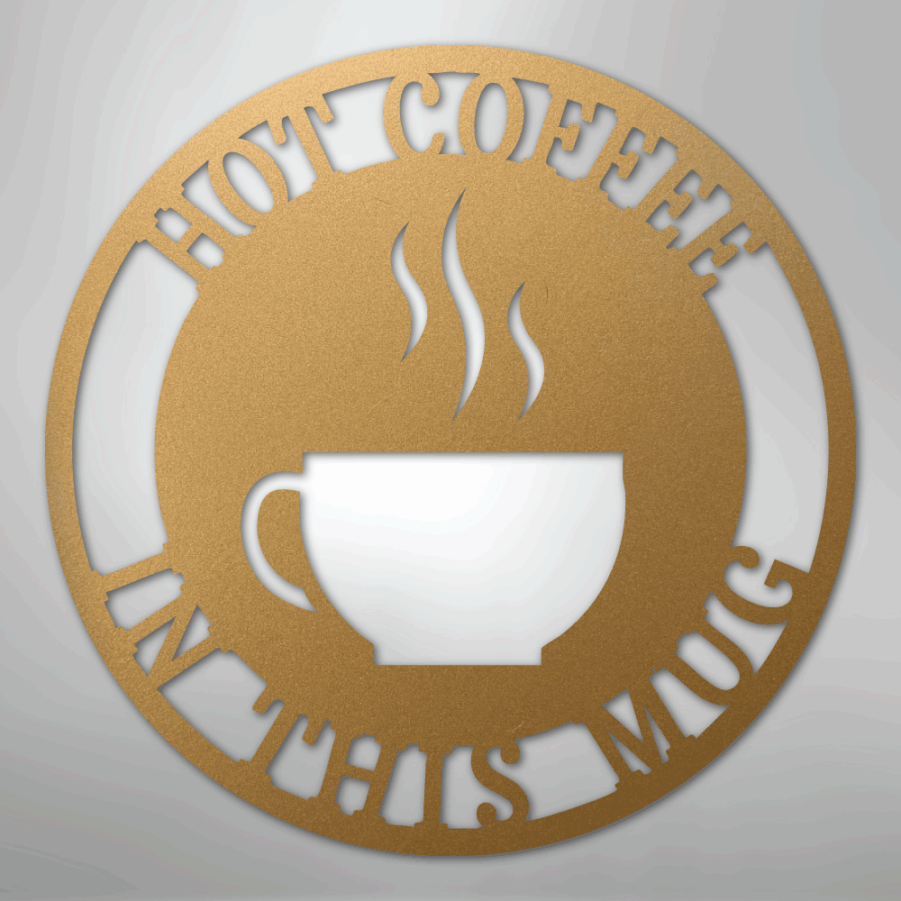 Custom Metal Wall Art - Personalized Coffee Bar Monogram Sign Gold