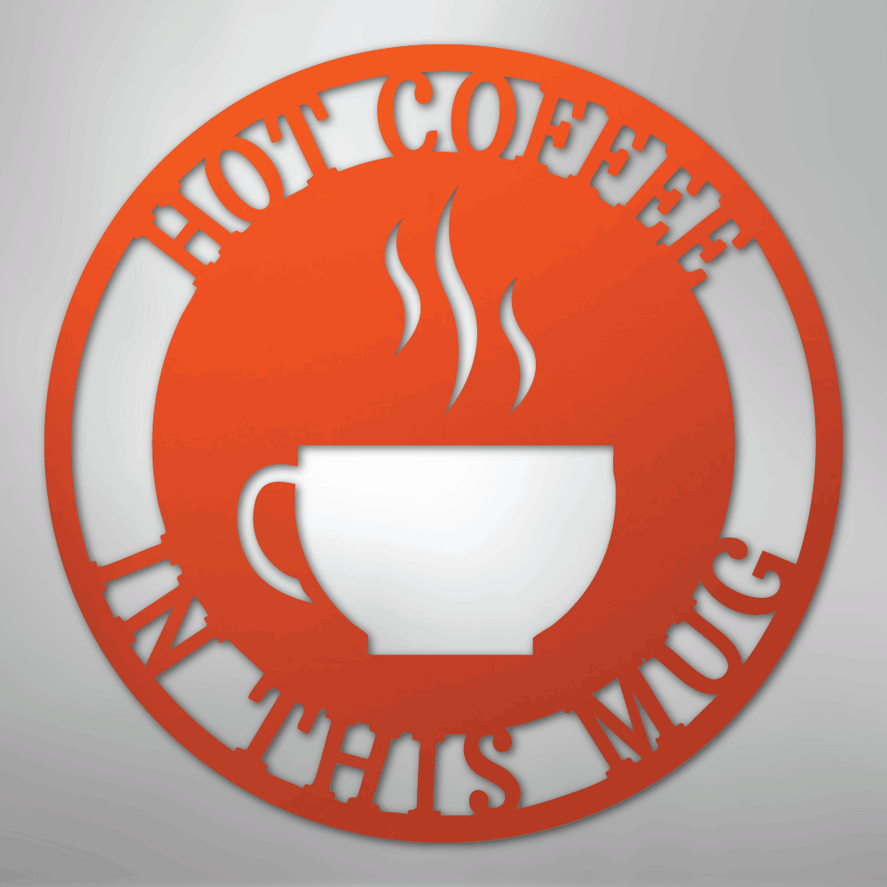 Custom Metal Wall Art - Personalized Coffee Bar Monogram Sign Orange