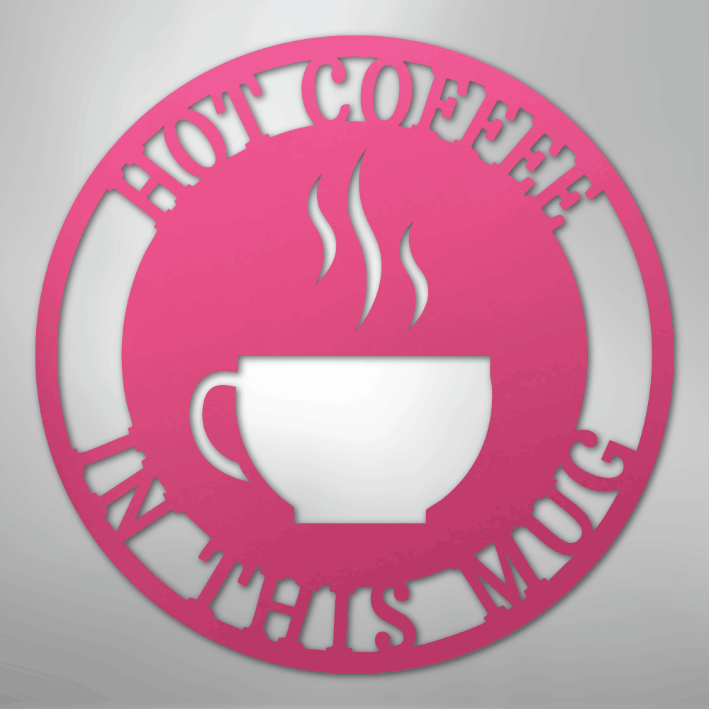 Custom Metal Wall Art - Personalized Coffee Bar Monogram Sign Pink