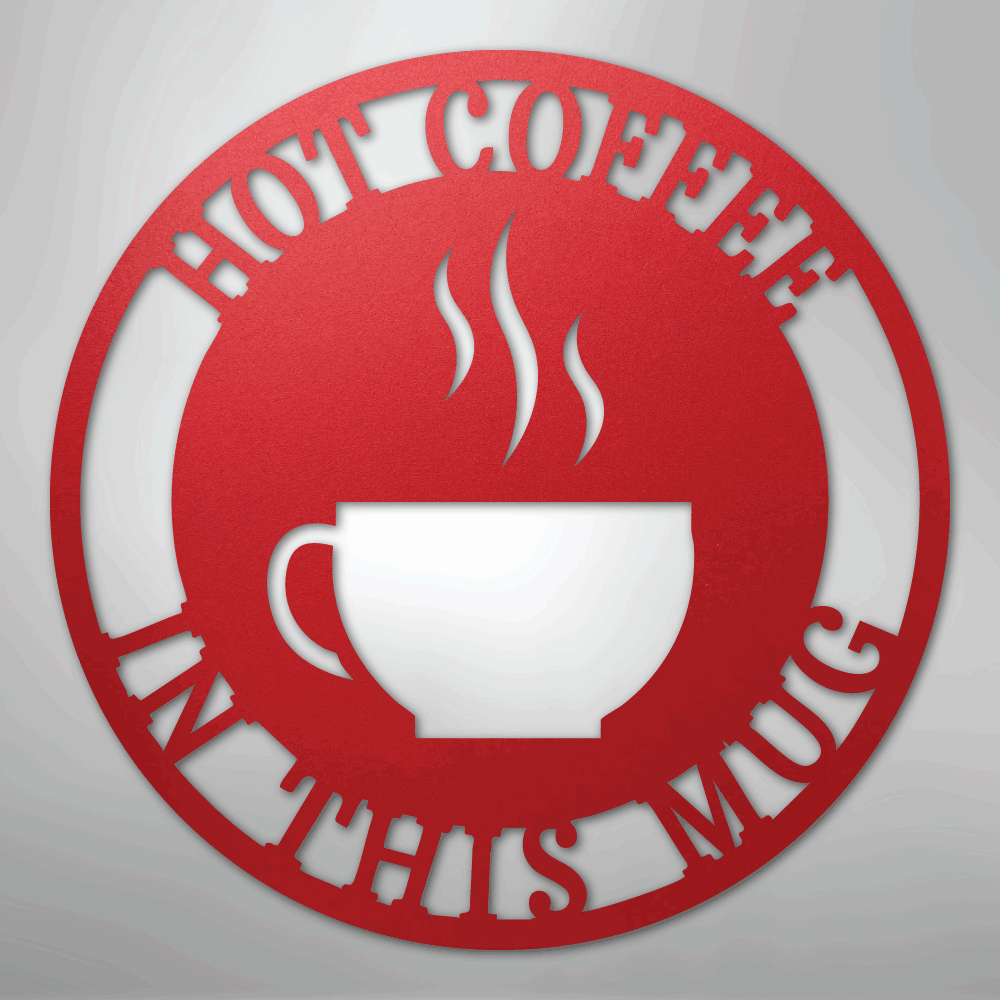 Custom Metal Wall Art - Personalized Coffee Bar Monogram Sign Red