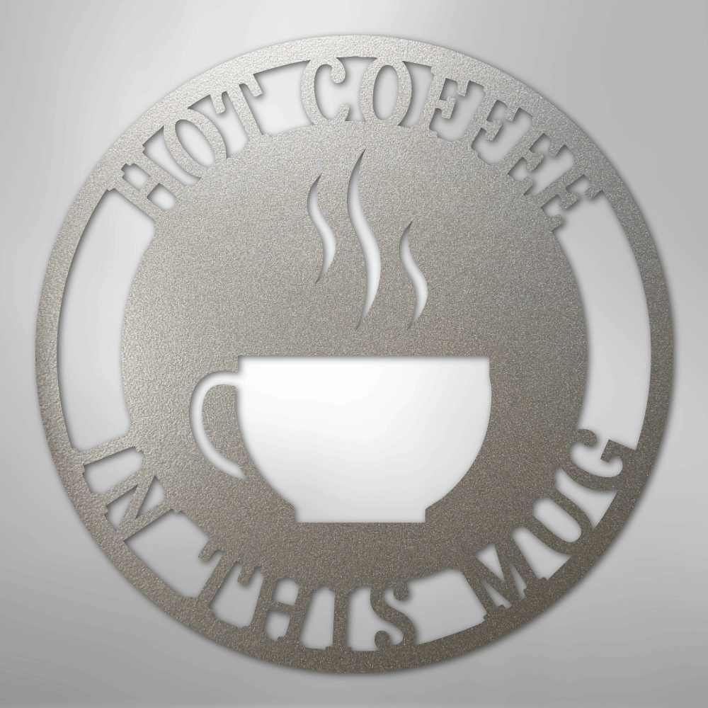 Custom Metal Wall Art - Personalized Coffee Bar Monogram Sign Silver