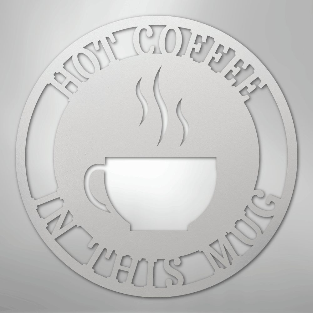 Custom Metal Wall Art - Personalized Coffee Bar Monogram Sign White