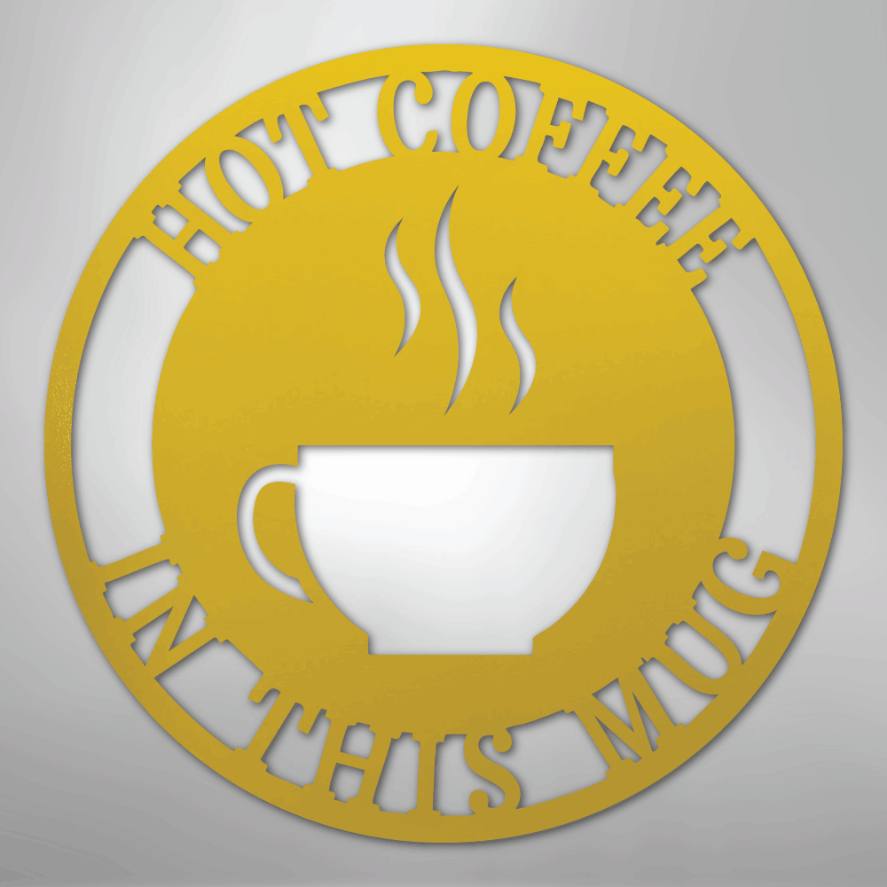 Custom Metal Wall Art - Personalized Coffee Bar Monogram Sign Yellow