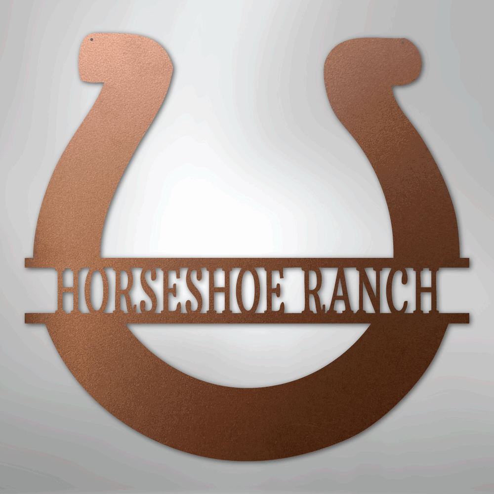 Custom Metal Wall Art - Personalized Horseshoe Sign Copper