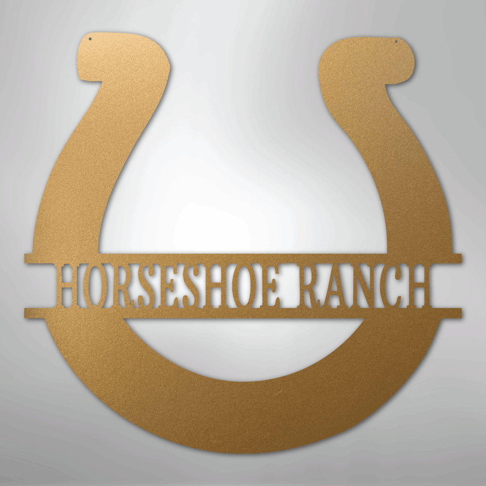 Custom Metal Wall Art - Personalized Horseshoe Sign Gold