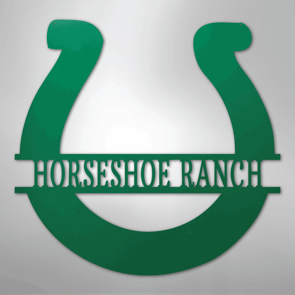 Custom Metal Wall Art - Personalized Horseshoe Sign Green