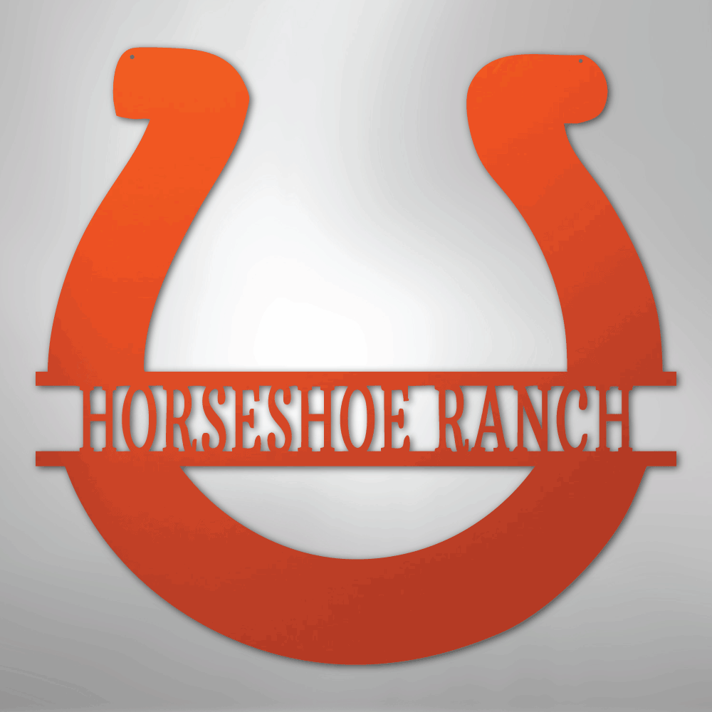 Custom Metal Wall Art - Personalized Horseshoe Sign Orange