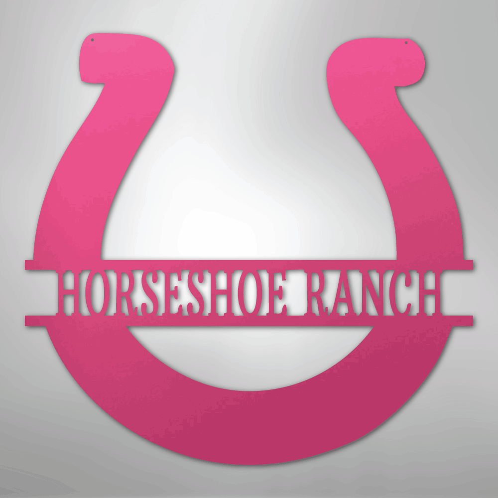 Custom Metal Wall Art - Personalized Horseshoe Sign Pink