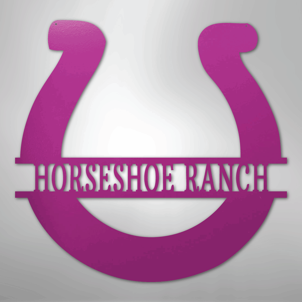 Custom Metal Wall Art - Personalized Horseshoe Sign Purple