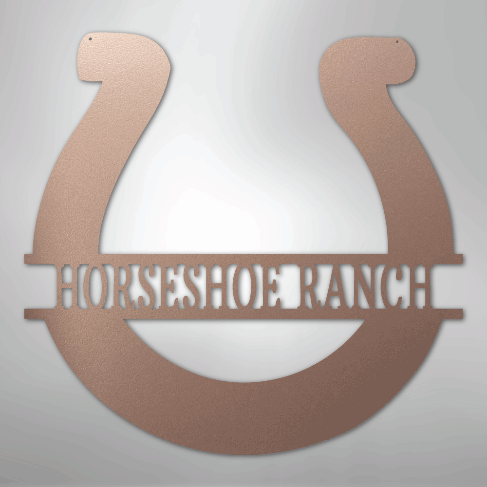 Custom Metal Wall Art - Personalized Horseshoe Sign Rose