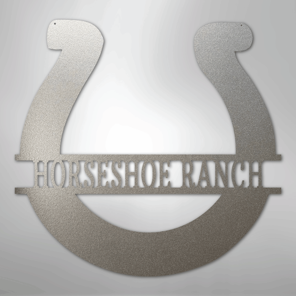 Custom Metal Wall Art - Personalized Horseshoe Sign Silver