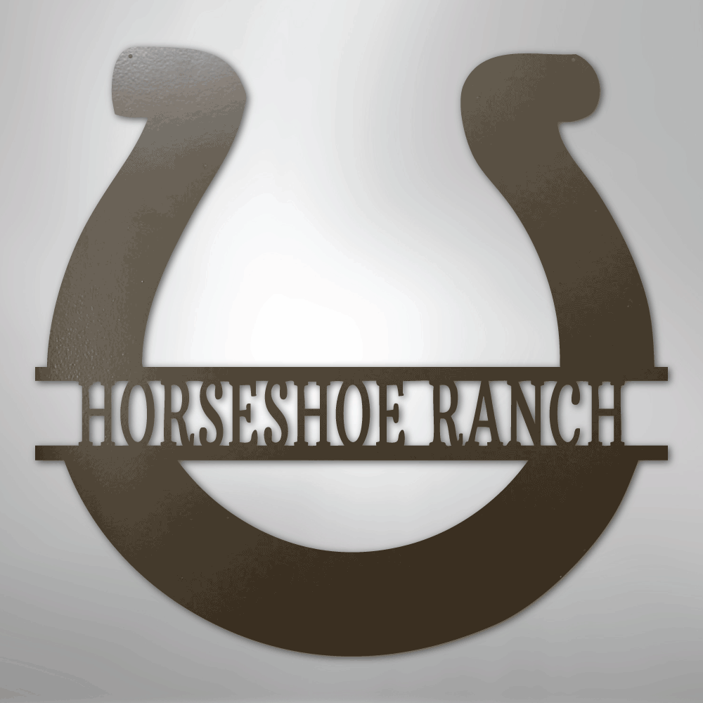 Custom Metal Wall Art - Personalized Horseshoe Sign Stone