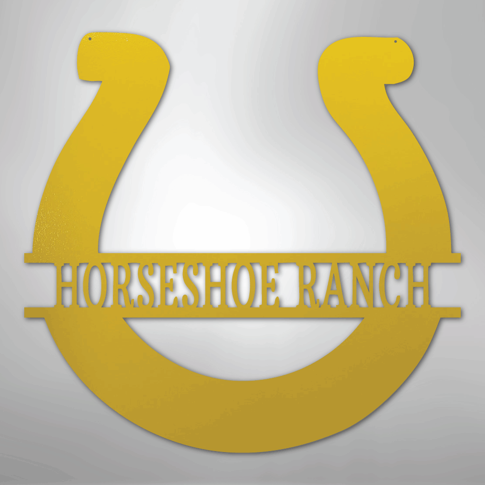 Custom Metal Wall Art - Personalized Horseshoe Sign Yellow