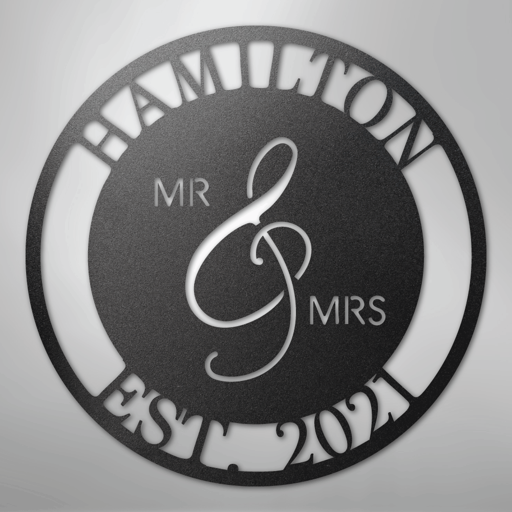 Custom Metal Wall Art - Personalized Mr and Mrs Wedding Sign