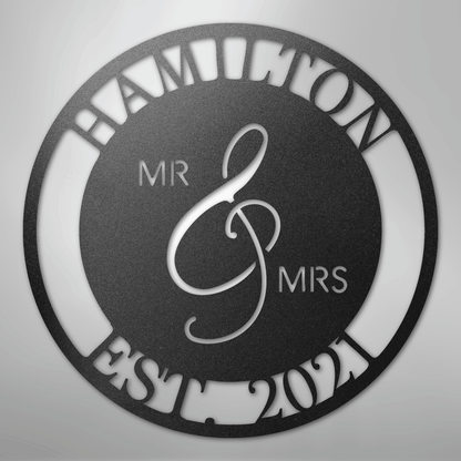 Custom Metal Wall Art - Personalized Mr and Mrs Wedding Sign