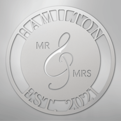 Custom Metal Wall Art - Personalized Mr and Mrs Wedding Sign White