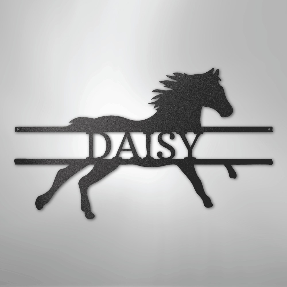 Custom Metal Wall Art - Personalized Sprinting Horse Sign