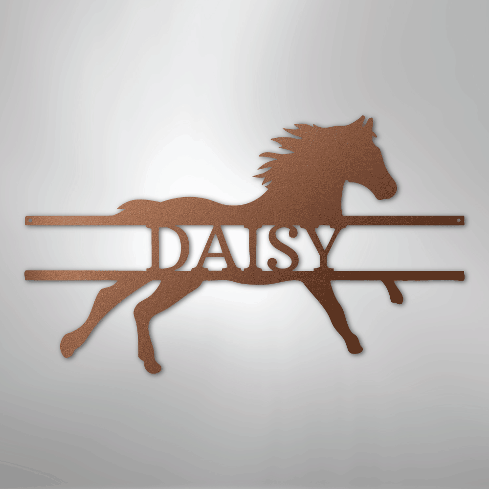 Custom Metal Wall Art - Personalized Sprinting Horse Sign Copper