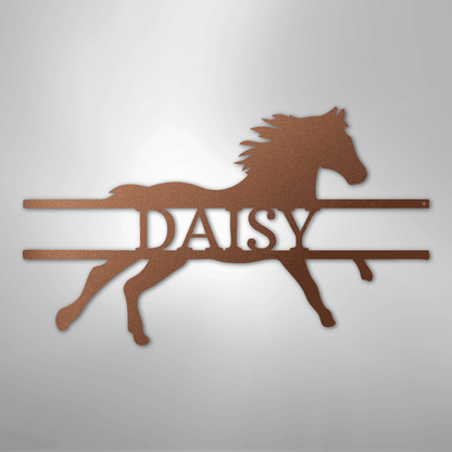 Custom Metal Wall Art - Personalized Sprinting Horse Sign Copper