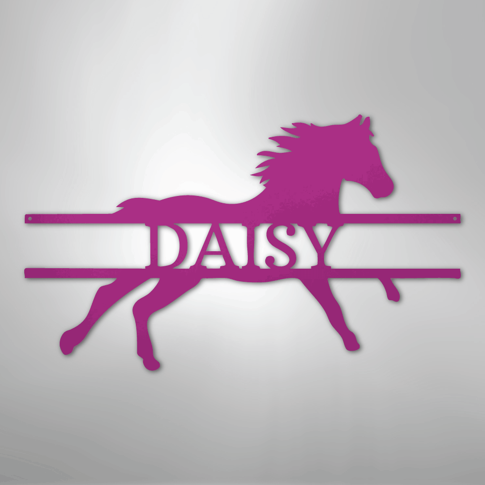 Custom Metal Wall Art - Personalized Sprinting Horse Sign Purple