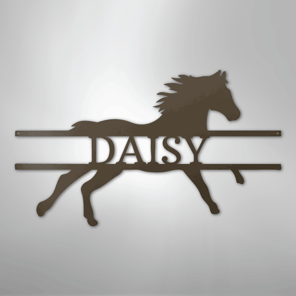 Custom Metal Wall Art - Personalized Sprinting Horse Sign Stone