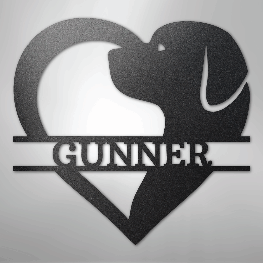 Custom Metal Wall Art - Dog Lover Heart Monogram Sign