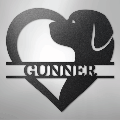 Custom Metal Wall Art - Dog Lover Heart Monogram Sign