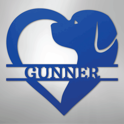 Custom Metal Wall Art - Dog Lover Heart Monogram Sign Blue