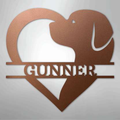 Custom Metal Wall Art - Dog Lover Heart Monogram Sign Copper