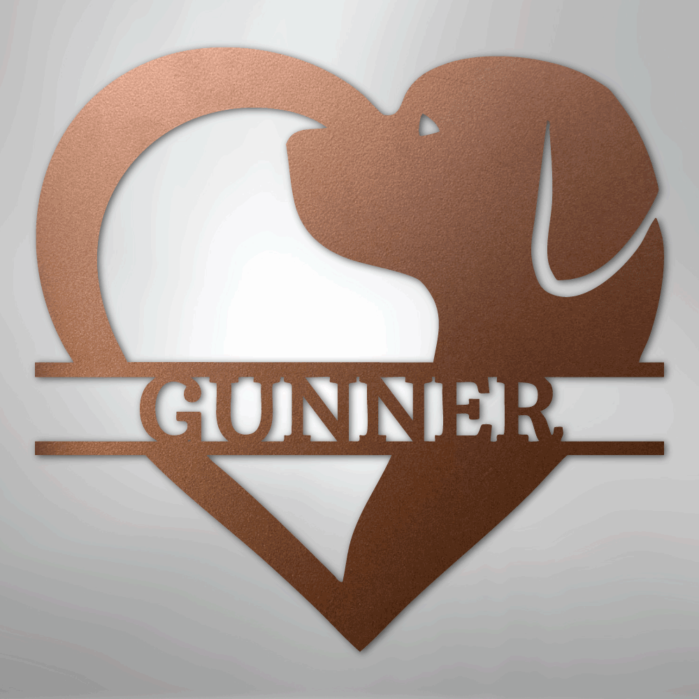 Custom Metal Wall Art - Dog Lover Heart Monogram Sign