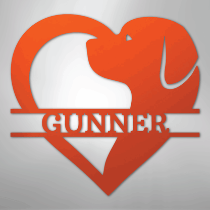 Custom Metal Wall Art - Dog Lover Heart Monogram Sign
