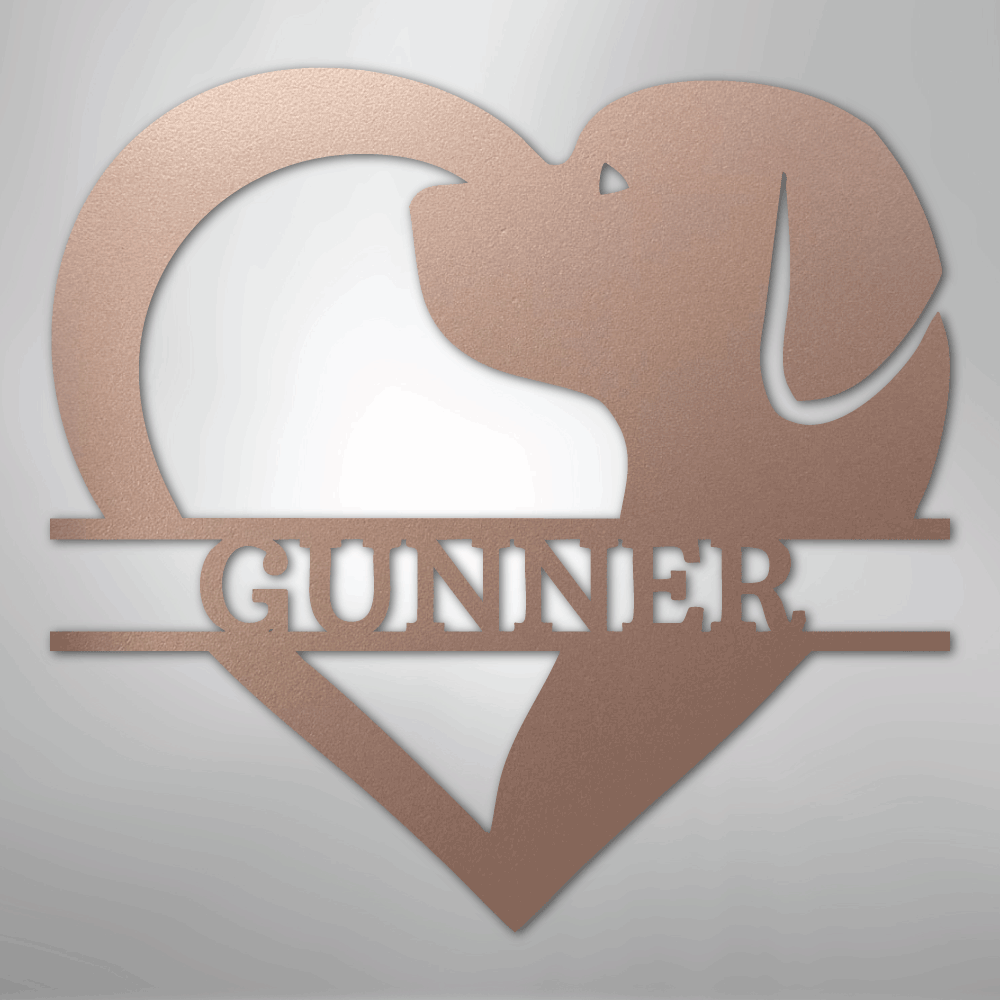 Custom Metal Wall Art - Dog Lover Heart Monogram Sign Rose