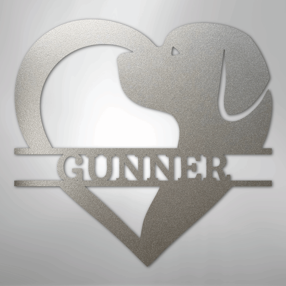 Custom Metal Wall Art - Dog Lover Heart Monogram Sign Silver