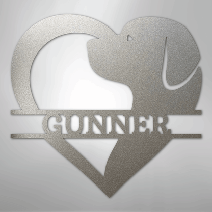 Custom Metal Wall Art - Dog Lover Heart Monogram Sign Silver