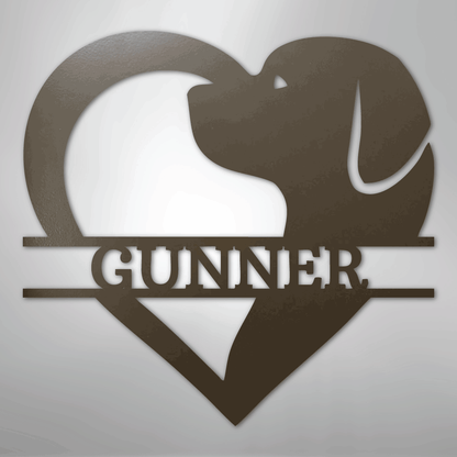 Custom Metal Wall Art - Dog Lover Heart Monogram Sign